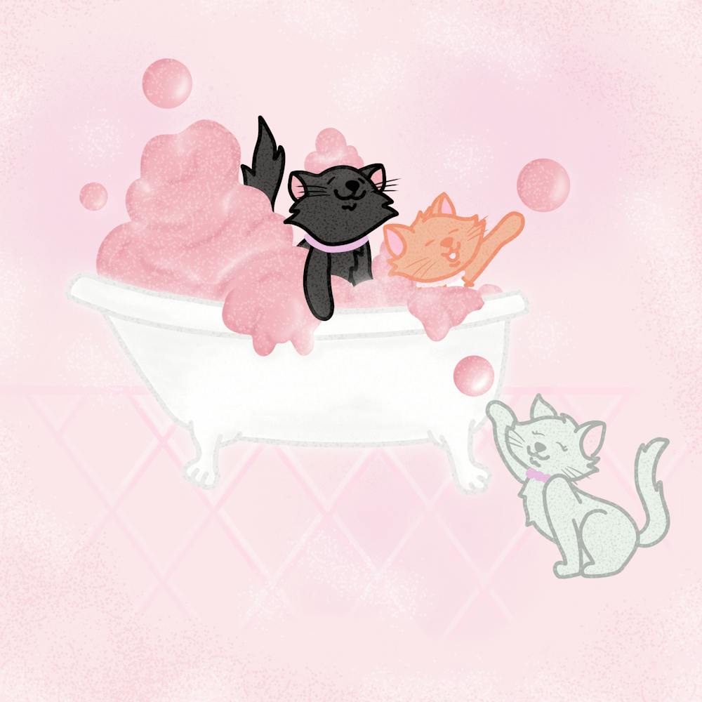 Pink and girly Cats In The Bathtub