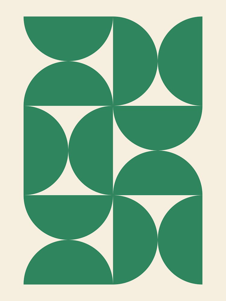 Bauhaus Green Semi Circles Pattern, vintage, retro, bauhaus, exhibition, museum, colorful, summer, mid century, pattern, european, french, shapes, green, decor