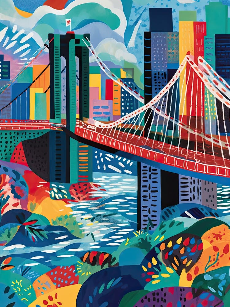 Brooklyn Bridge United States Colourful 3