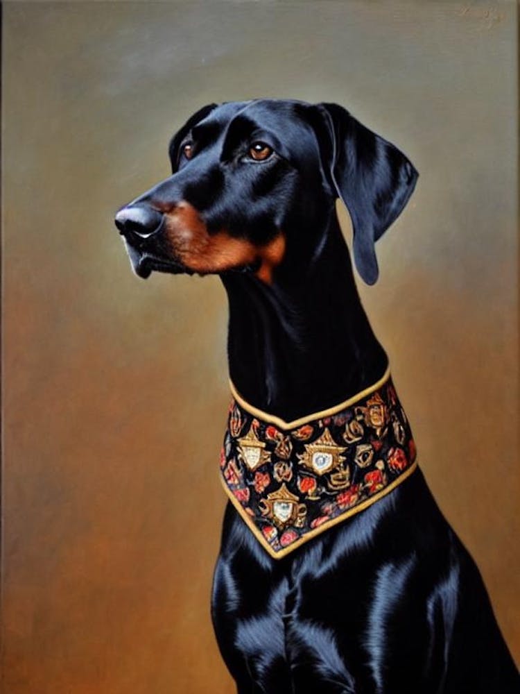 Black And Tan 2 Coonhound Renaissance Portrait Oil Painting