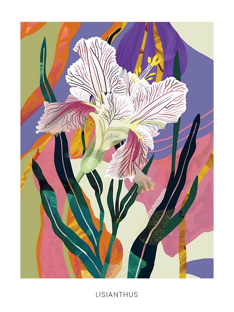 Colourful Flower Illustration Poster Lisianthus 3