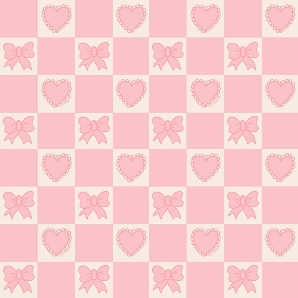 Pink Bow Checkered Print