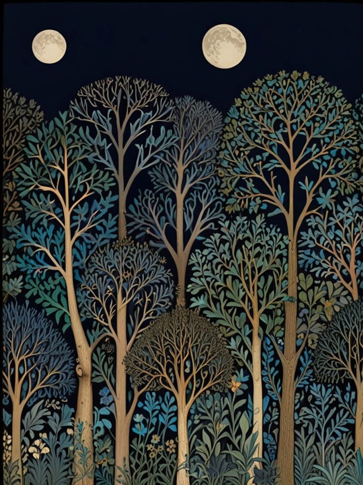 WILLIAM MORRIS Forêt au clair de lune 1