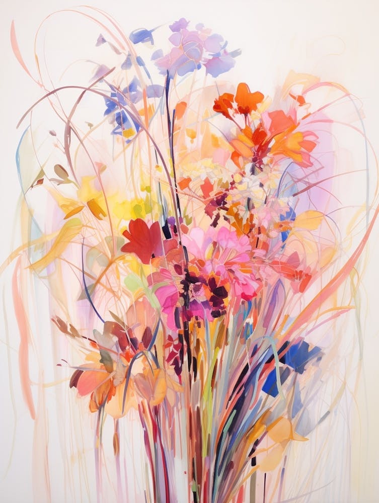 Abstract Flower Painting Fountain Grass 1