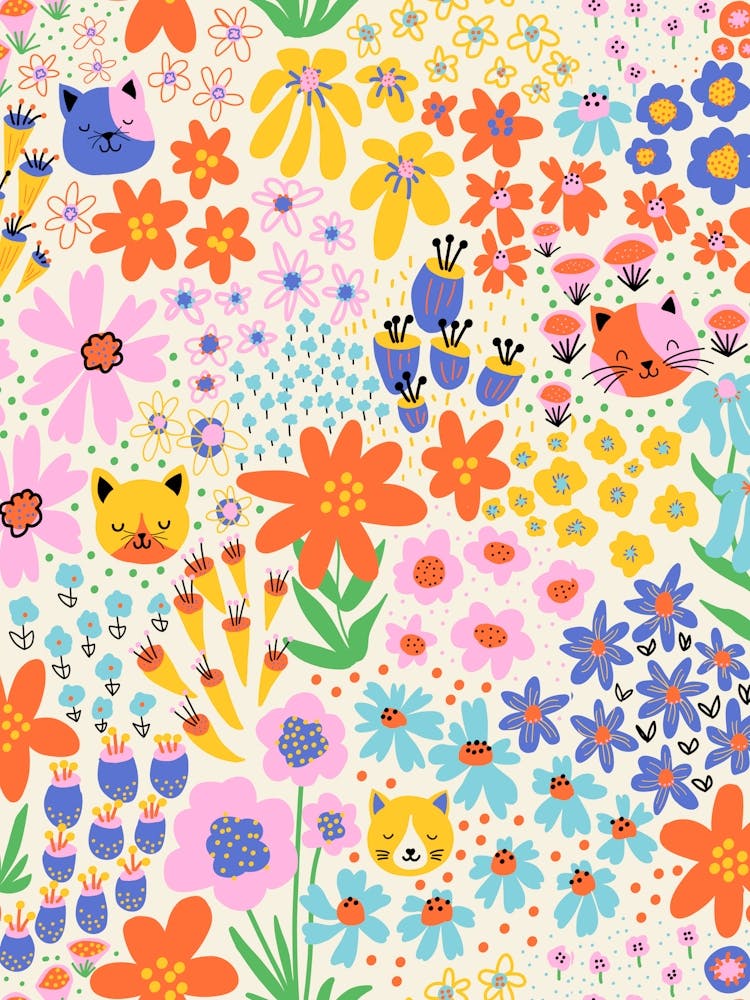 Flowers And Kittens Cute Kids