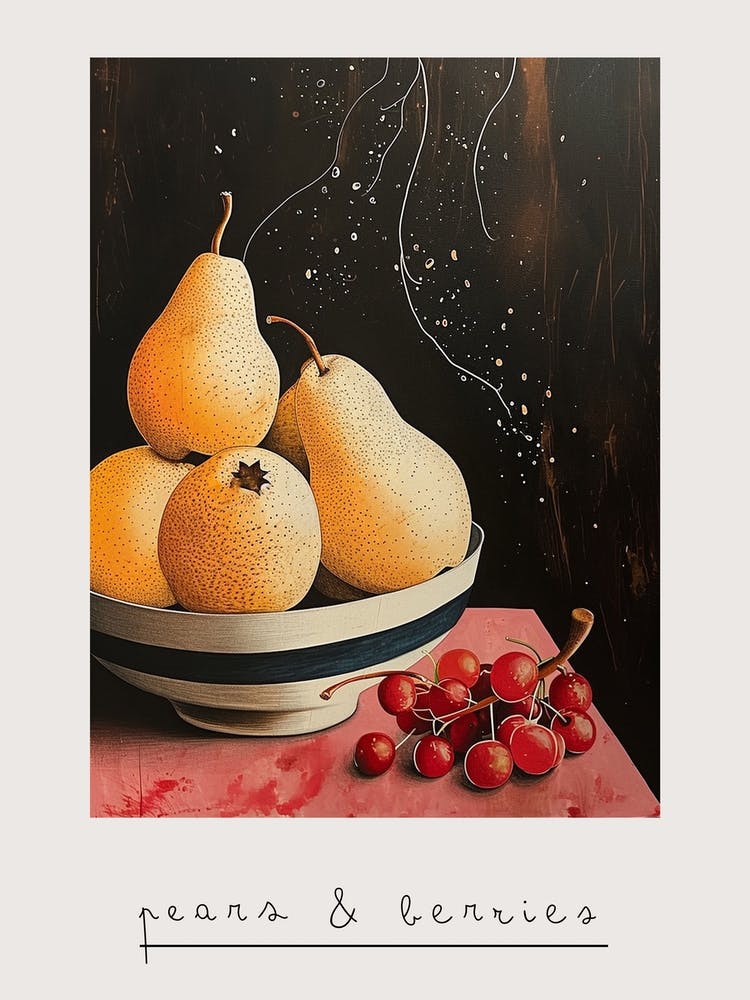 Pears And Berries Art Deco Poster