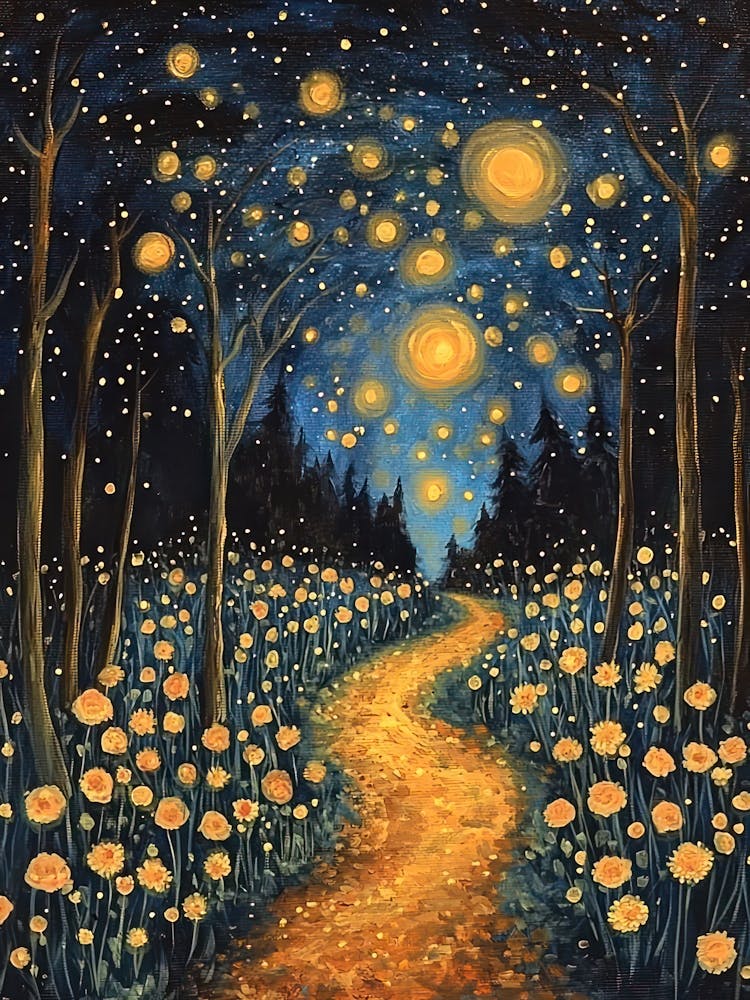 Gustav Klimt Print Starry Night Forest Trees Painting Klimt Exhibition Poster Painting Decor Full