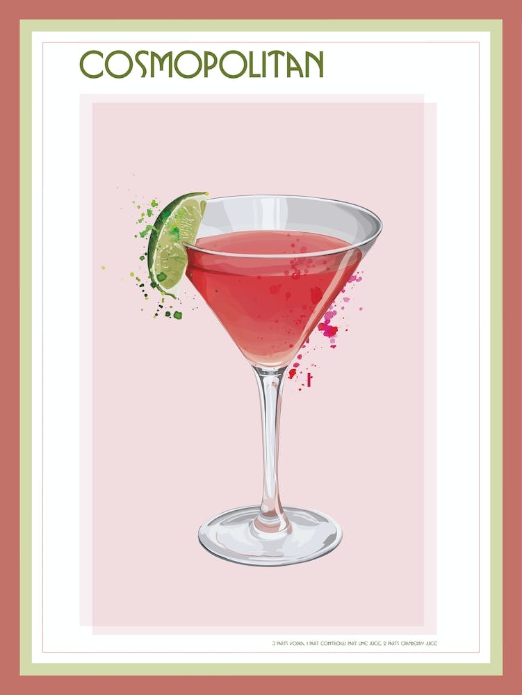 Cosmopolitan Splatter Cocktail Print