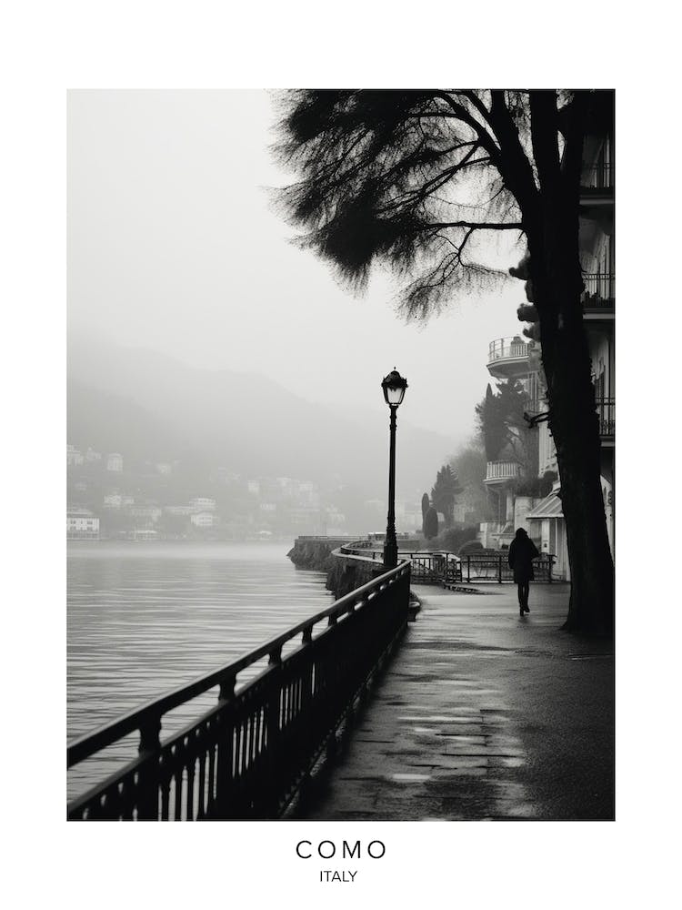 Poster Of Como, Italy, Black And White Analogue Photography 2