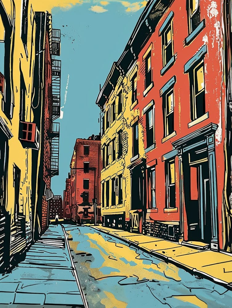 Williamsburg New York Colourful Silkscreen Illustration 2
