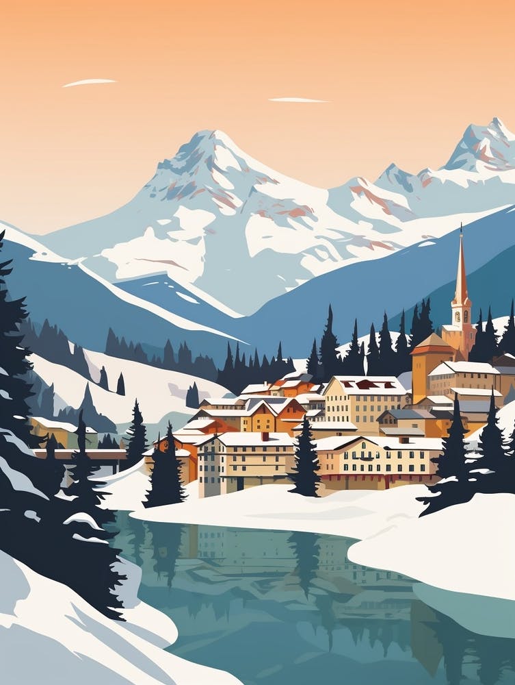 Illustration de Voyage Hivernal Vintage St Moritz Suisse 3