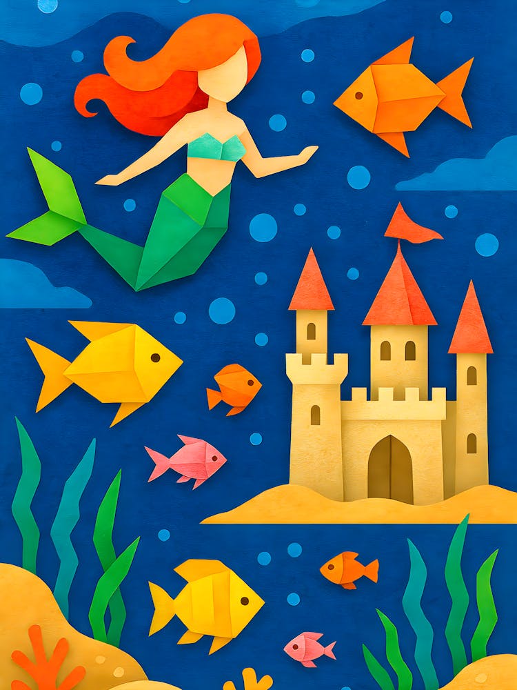 Origami Mermaid Kingdom – Enchanted Underwater Paper Art For Kids Room & Nursery Decor