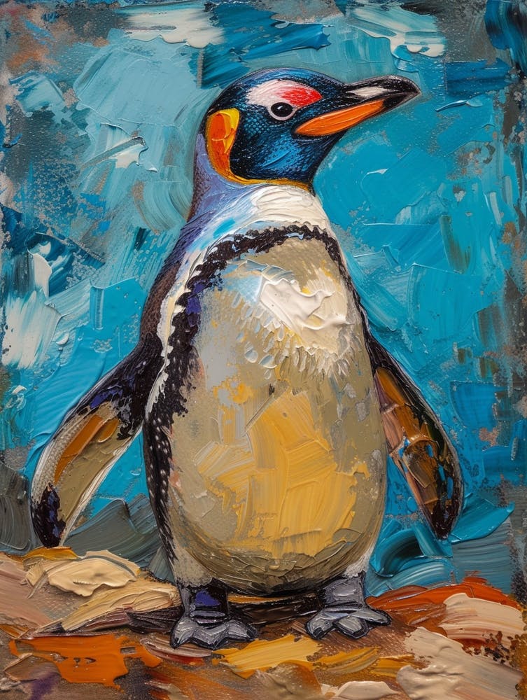 Galapagos Penguin Livingston Island Colour Block Painting 7
