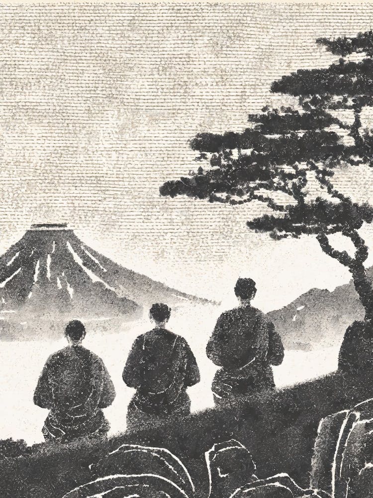 Three Monks Watching Mt Fuji