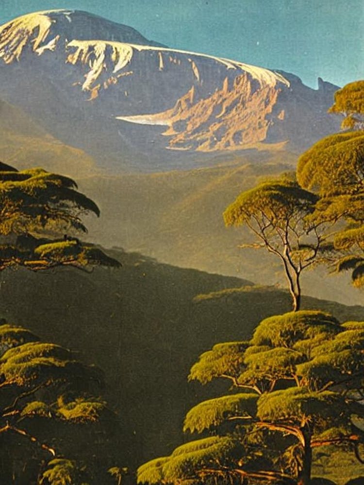 Mount Kilimanjaro National Park 2 Tanzania Vintage Poster