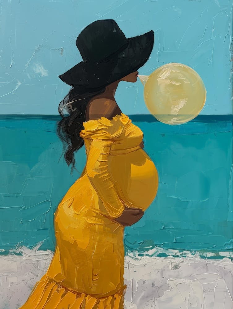 Pregnant Woman Blowing Bubbles 4