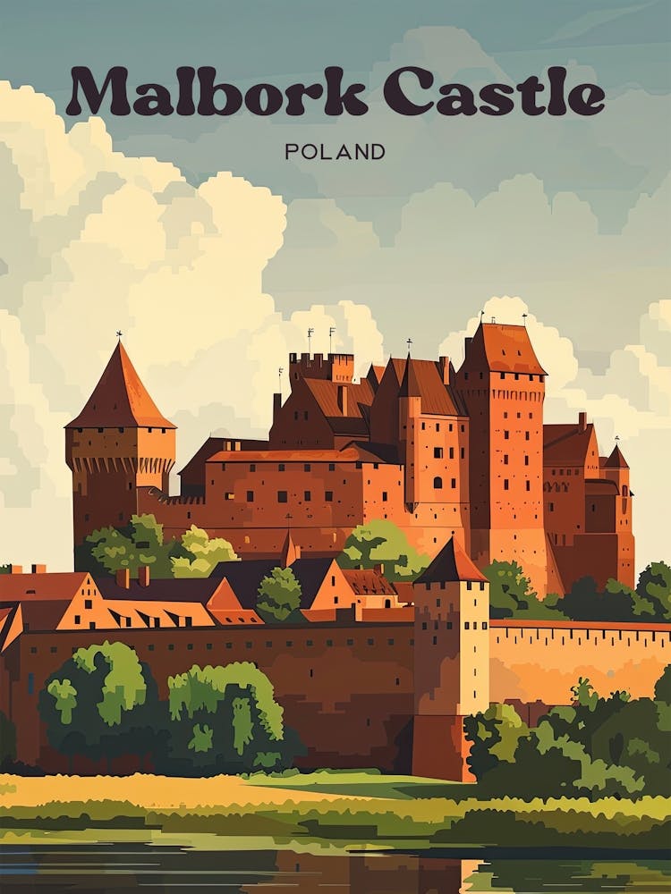 Malbork Castle Polen Unesco Digitale Reiseillustration
