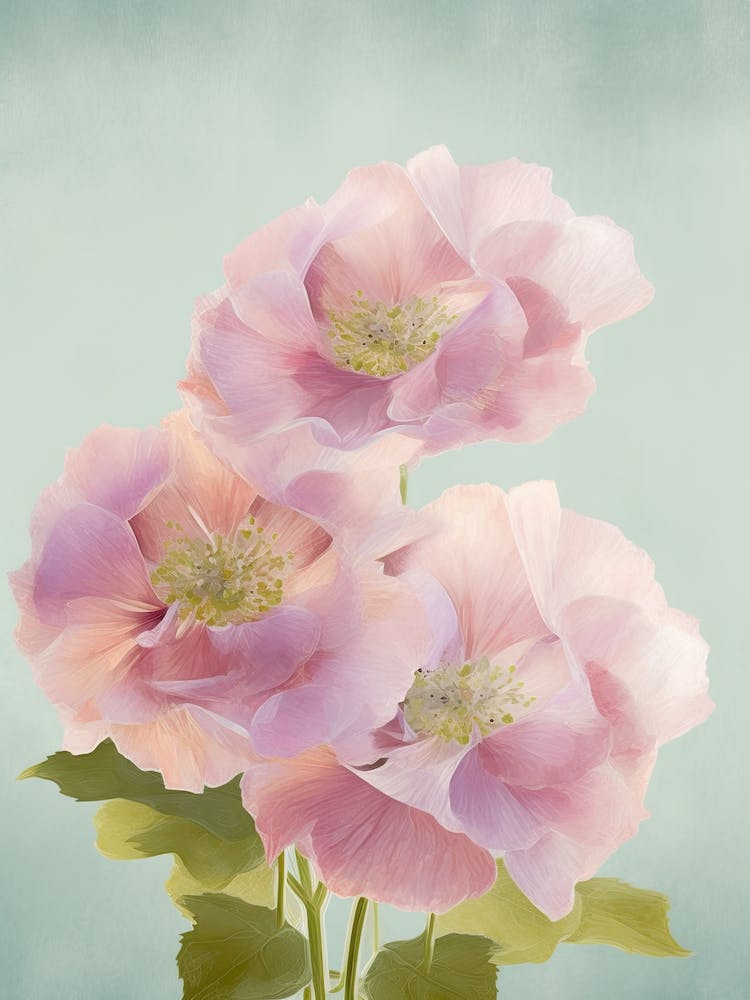 Hydrangea Flowers Acrylic Painting In Pastel Colours 2