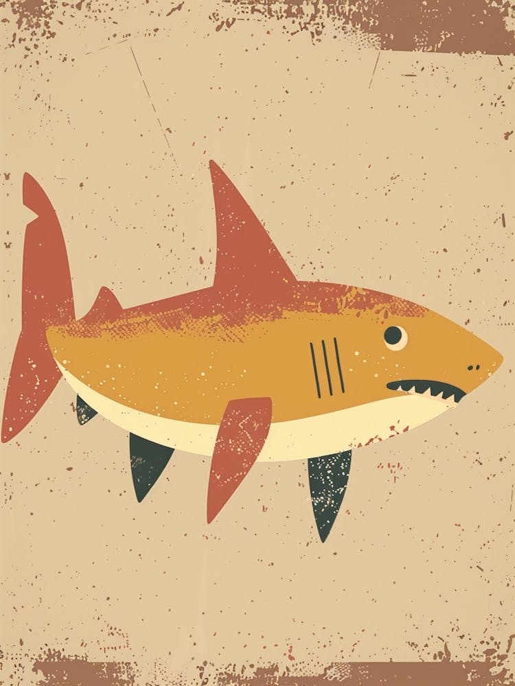 Muted Pastel Mustard Shark 1