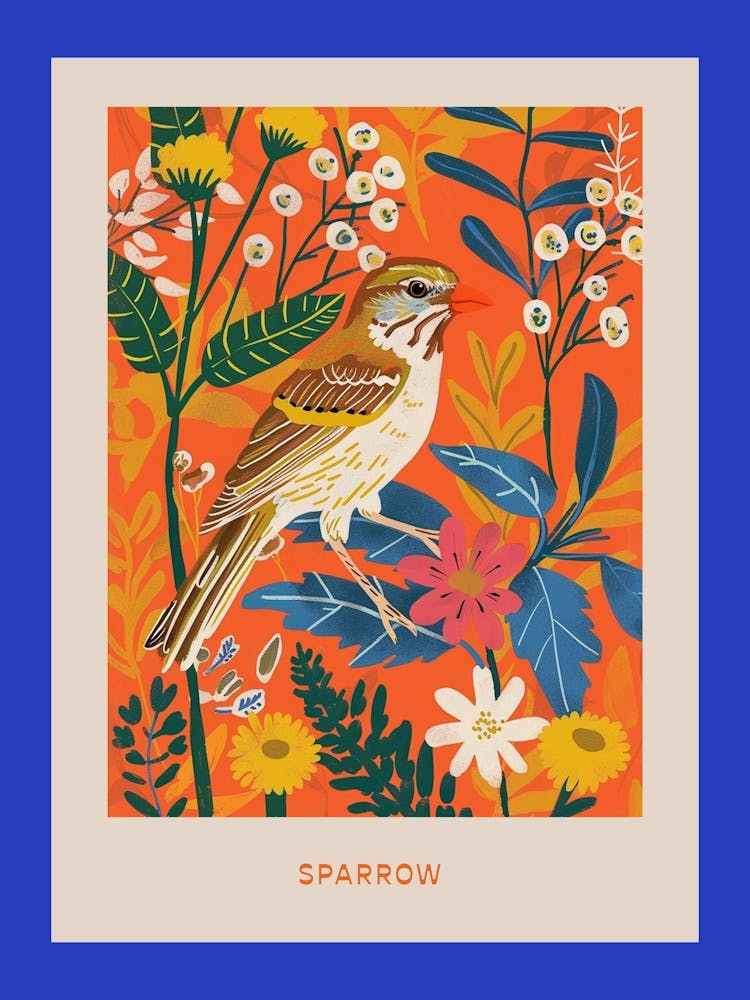 Spring Birds Poster Sparrow 2