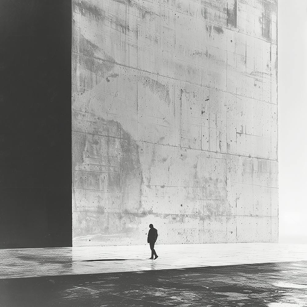 Man Walking In Front Of A Grey Wall - city wall art, colorful wall art, home decor, minimal art, modern wall art, wall art, wall decoration, wall print colourful wall art, decor wall art, digital art, digital art download, interior wall art, downloadable art, eclectic wall, fantasy wall art, home decoration, home decor wall, printable art, printable wall art, wall art prints, artistic expression, contemporary, modern art print,