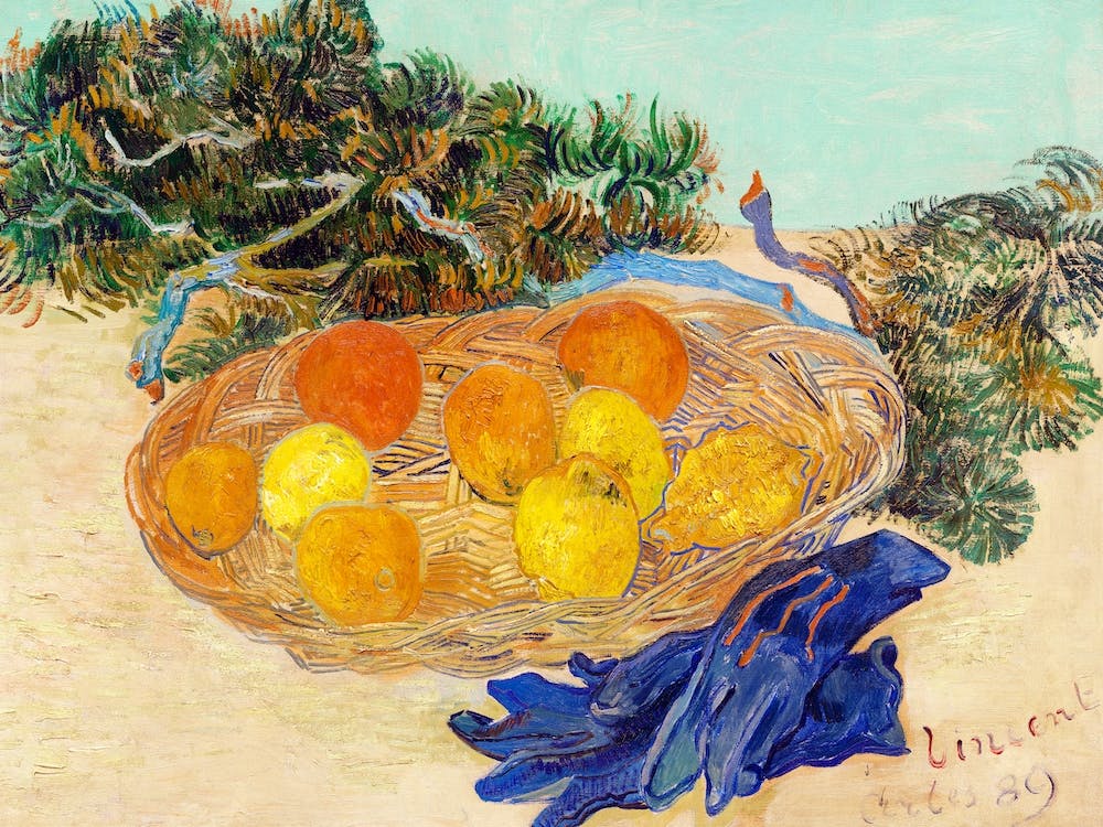 Still Life Of Oranges And Lemons With Blue Gloves, Vincent Van Gogh