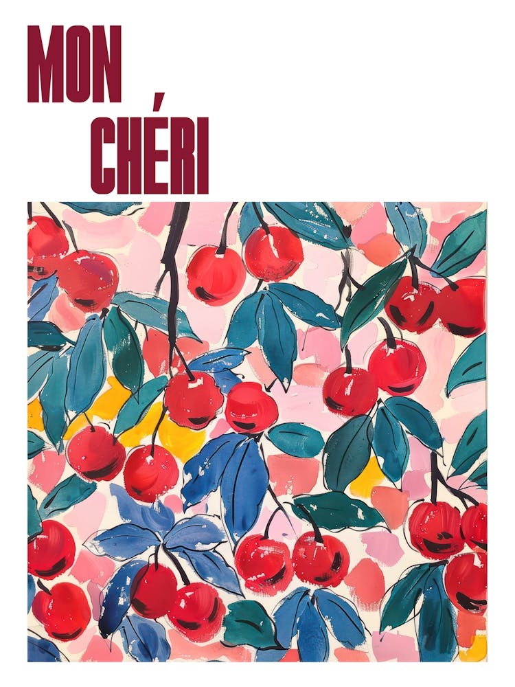 Mon Cheri Poster Summer Cherries Painting Matisse Style 2
