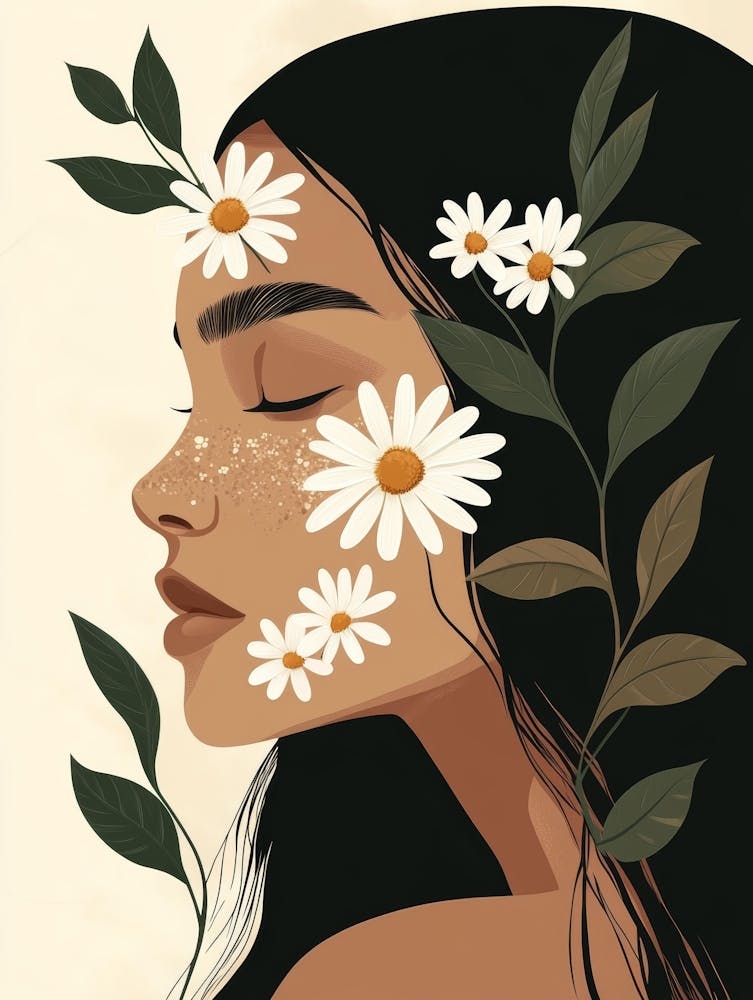 Portrait Of A Woman With Daisies 2