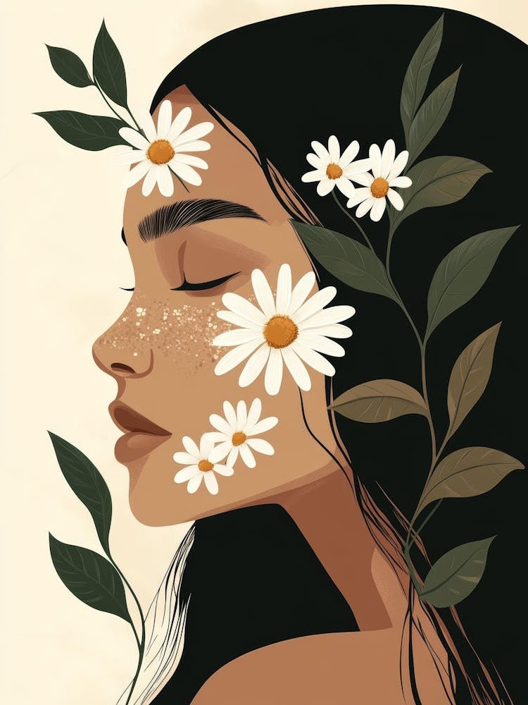 Portrait Of A Woman With Daisies 2