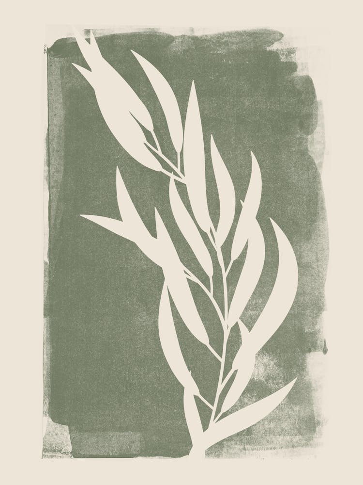 Sage Green Botanical, Boho Farmhouse Minimalist Olive Branch, Leaves 2