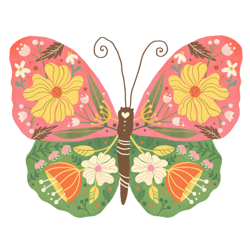 Hand drawn Floral Butterfly 3