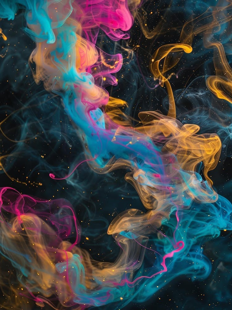 Abstract Colorful Smoke On Black Background