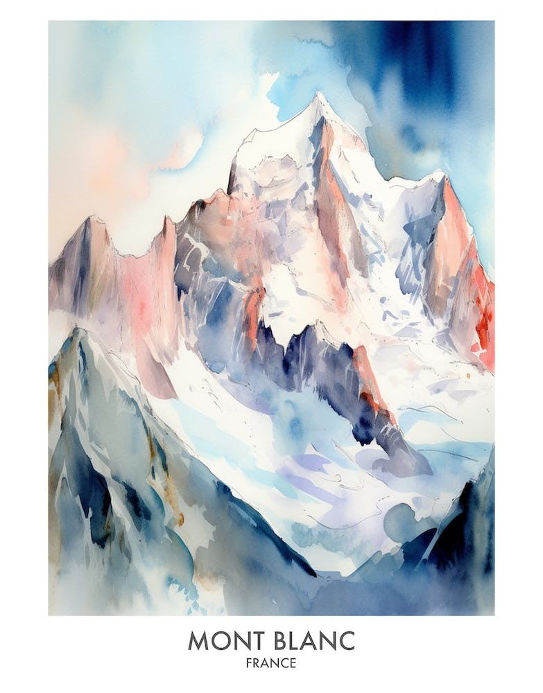 Mont Blanc France Watercolour Travel Poster 3