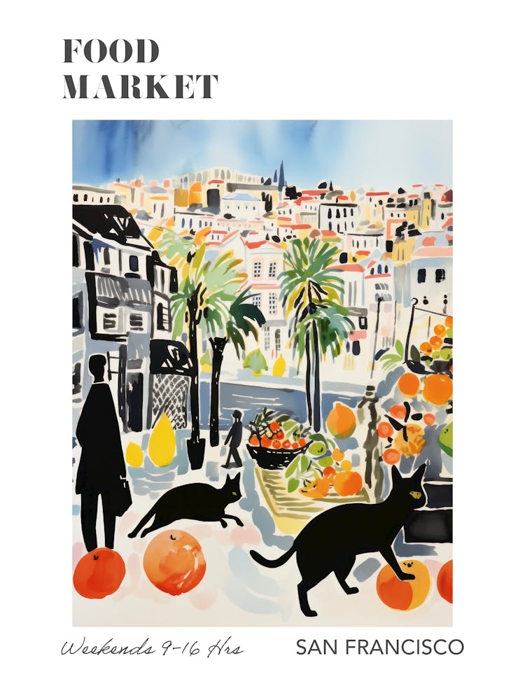 The Food Market In San Francisco 3 Illustration Poster