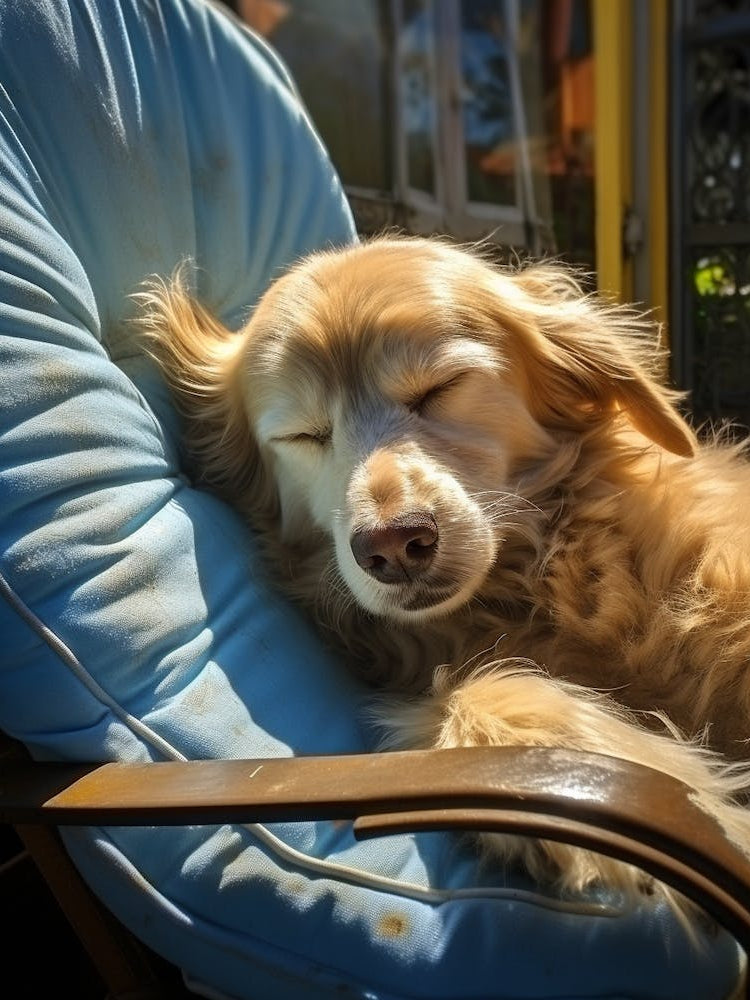 Golden Retriever Sleeping In A Chair