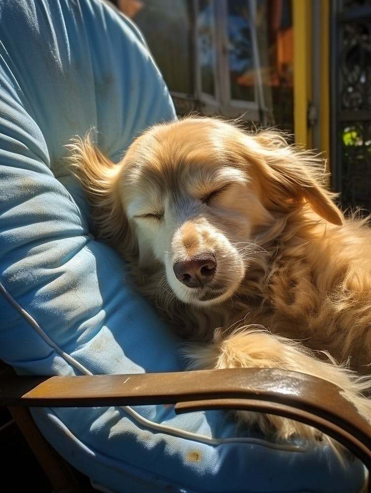 Golden Retriever Sleeping In A Chair