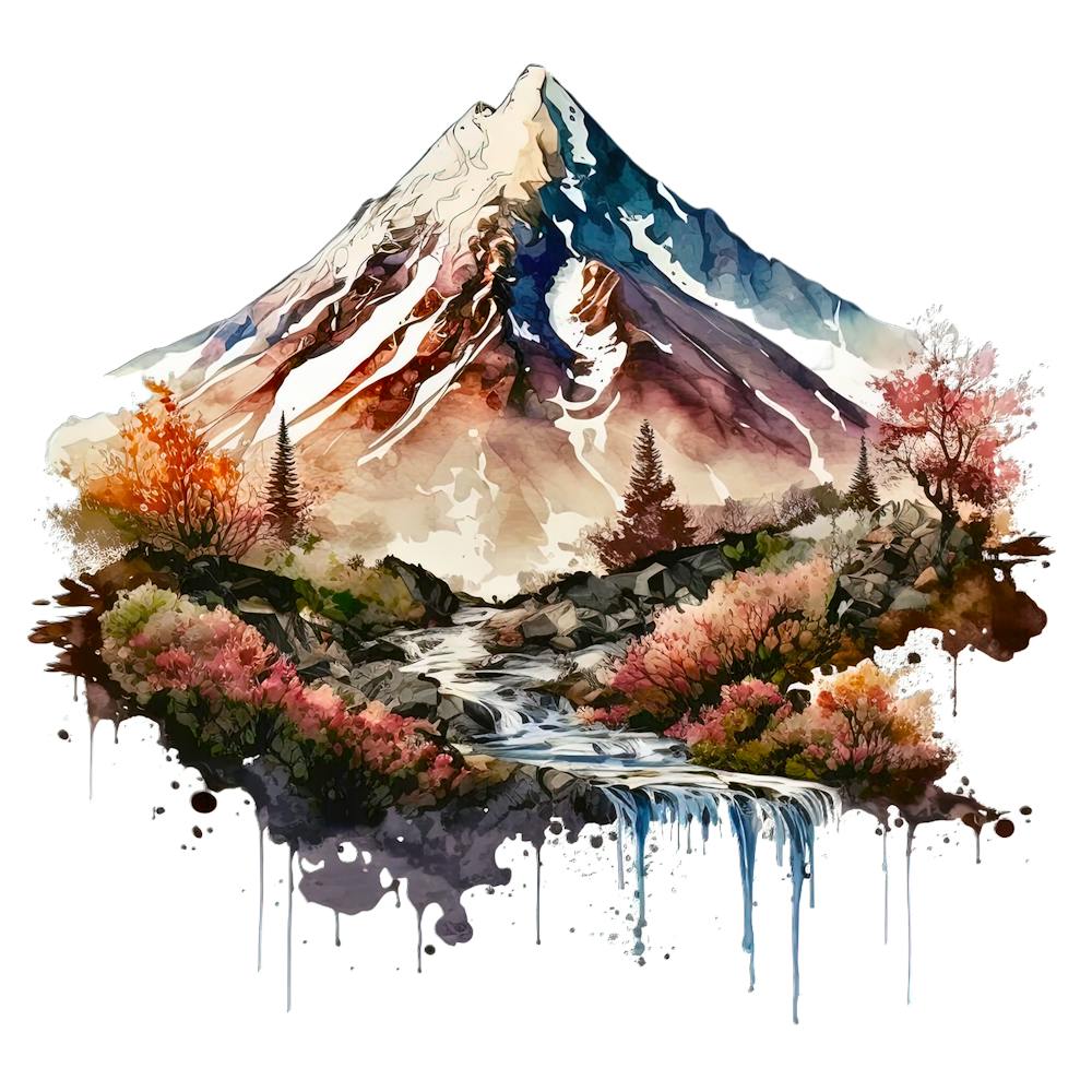 Watercolor Mountain Landscape 5