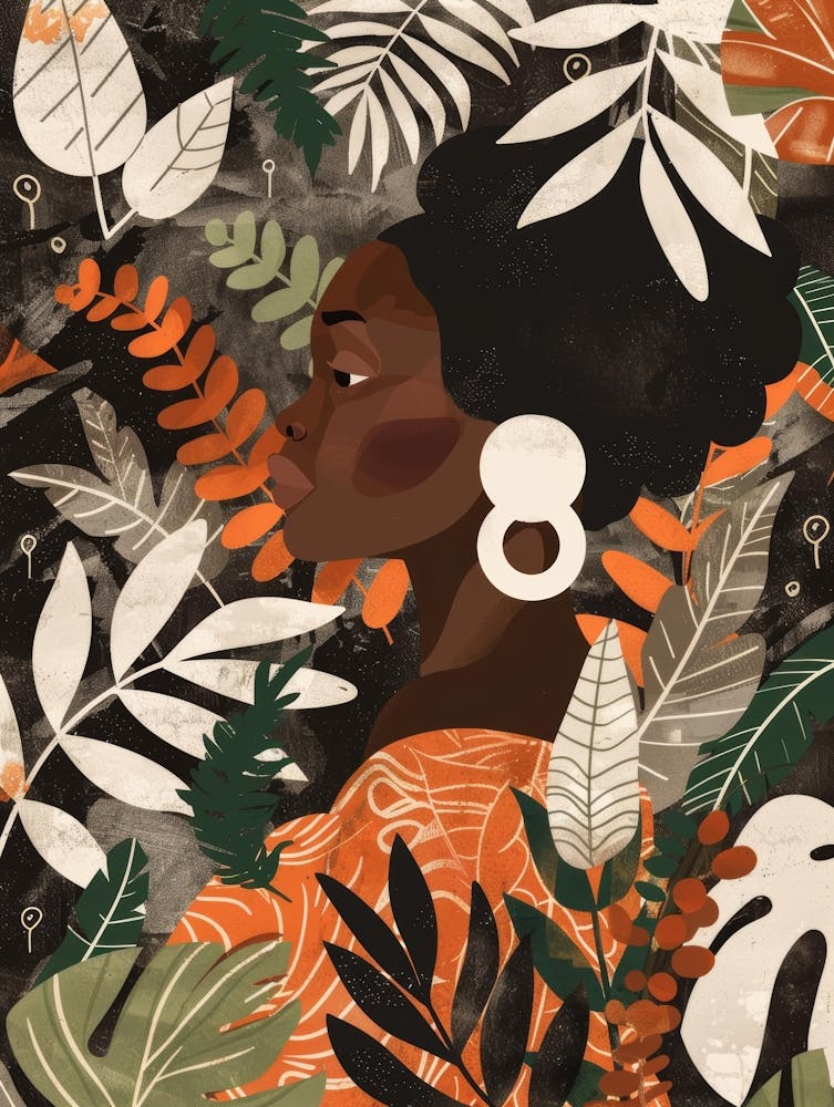 Femme Africaine Aux Feuilles 3