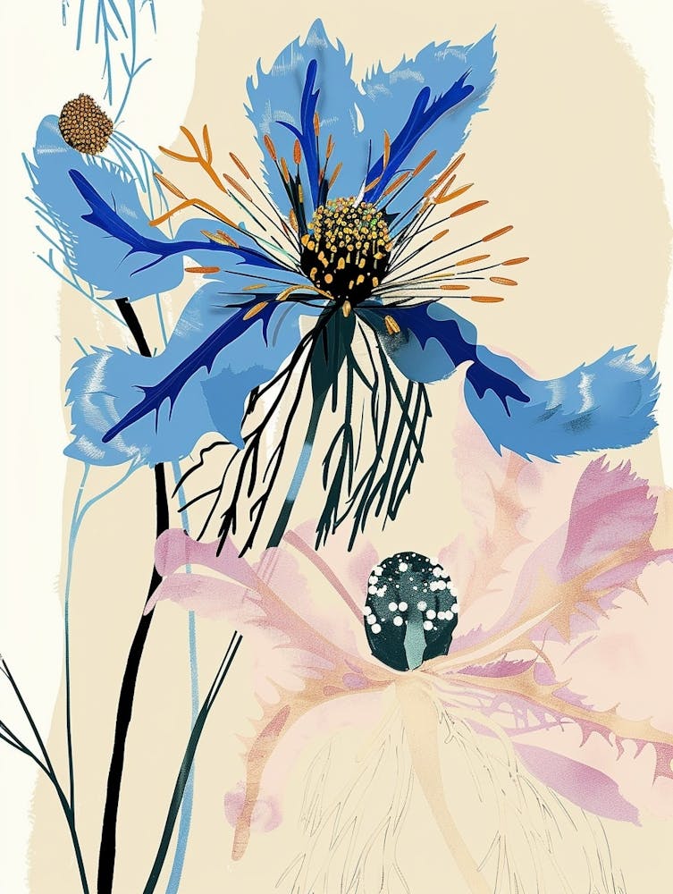 Colourful Flower Illustration Nigella Love In A Mist 3