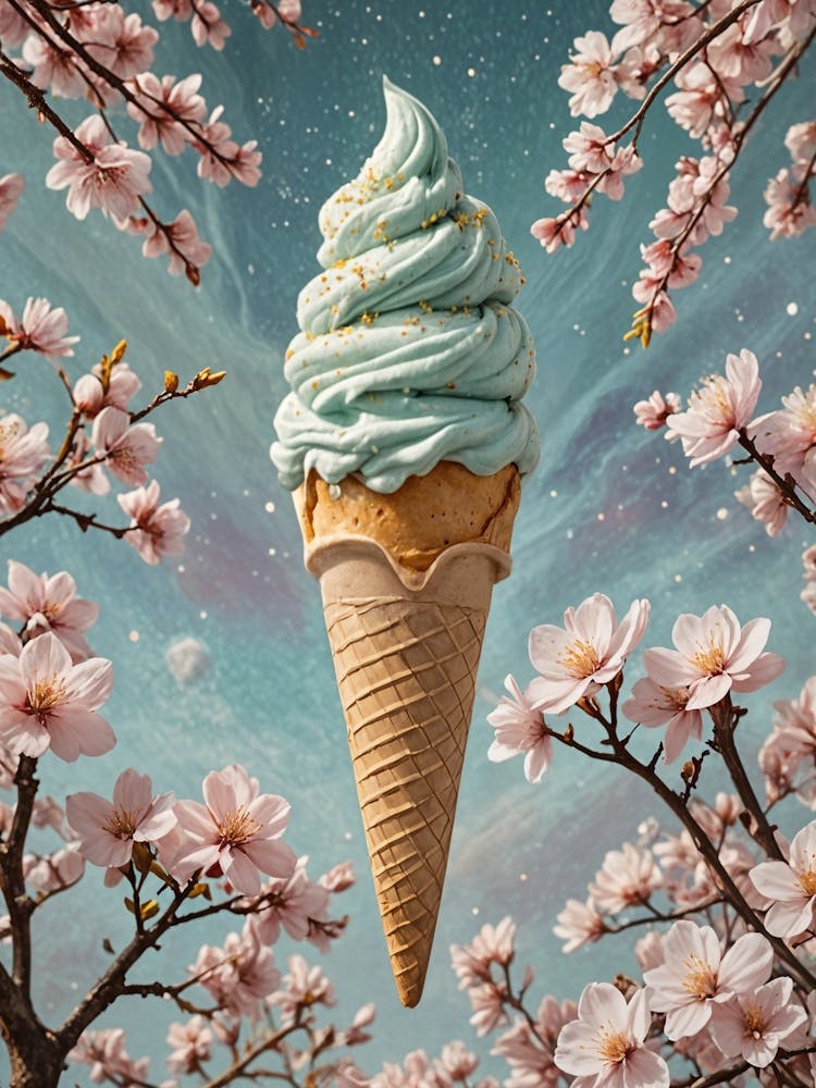 Cherry Blossom Ice Cream Cone no1