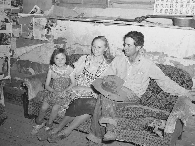 Faro And Doris Caudill With Their Daughter, Homesteaders, In Their Dugout Home, Pie Town, New Mexico By Russel