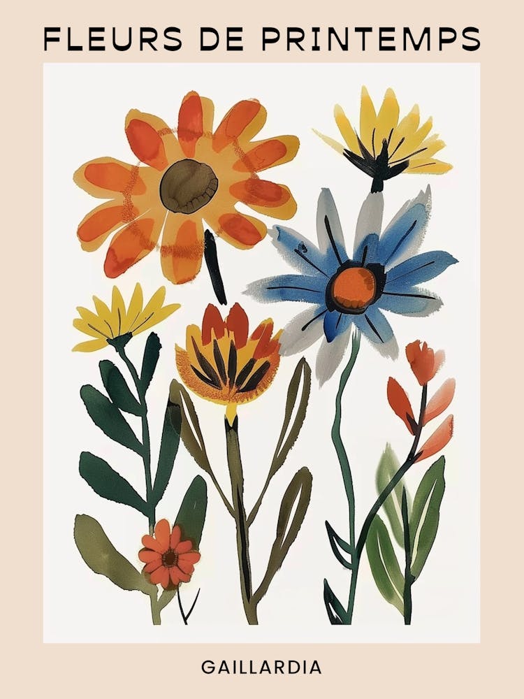 Spring Floral French Poster  Gaillardia 2