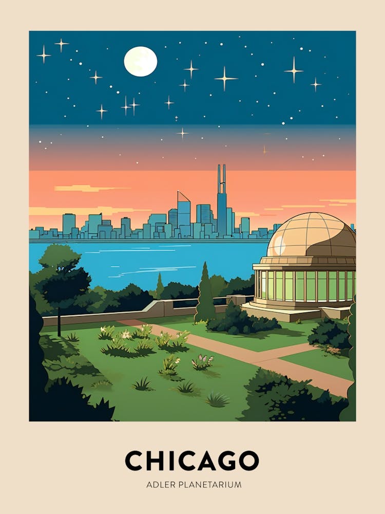 Adler Planetarium 2 Chicago Travel Poster