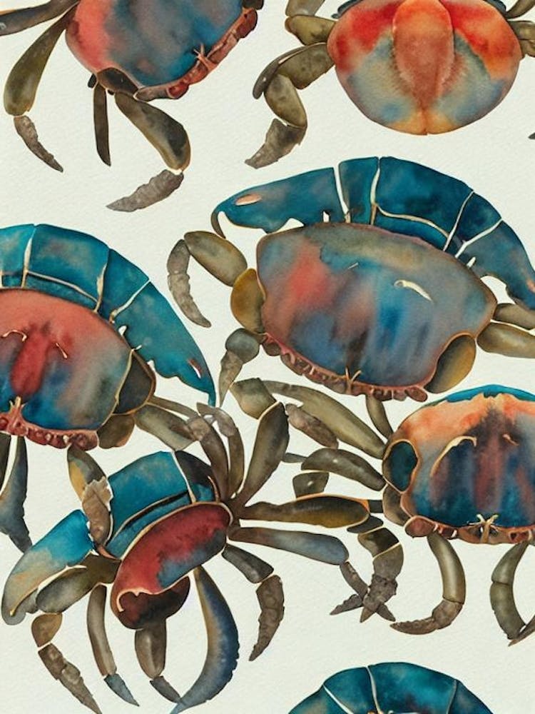 Velvet Crab Vintage Graphic Watercolour
