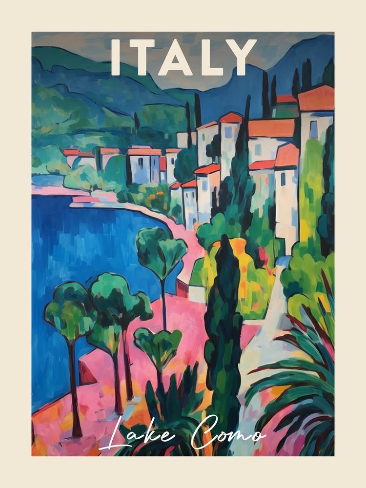Lake Como Italy 3 Fauvist Painting  Travel Poster