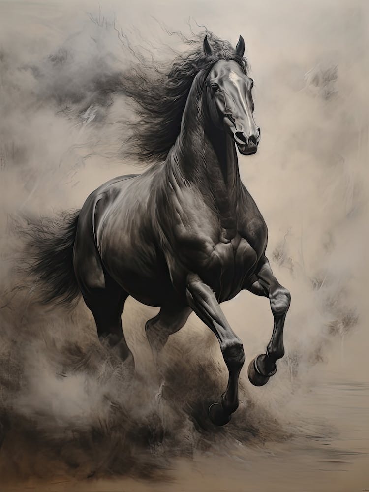 A Horse Painting In The Style Of Grisaille 4