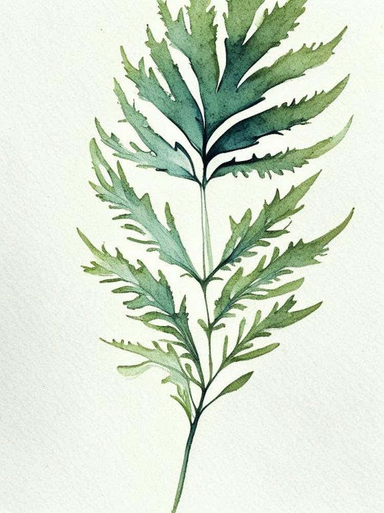 Wormwood Leaf Minimalist Watercolour 4