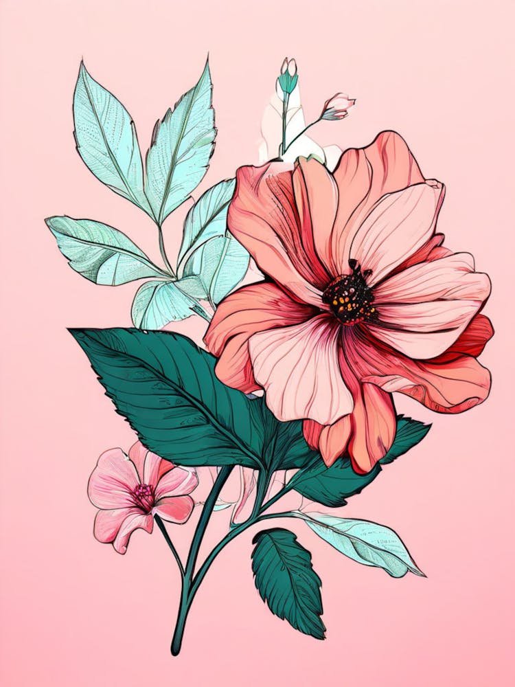 Pink Flowers On A Pink Background 7