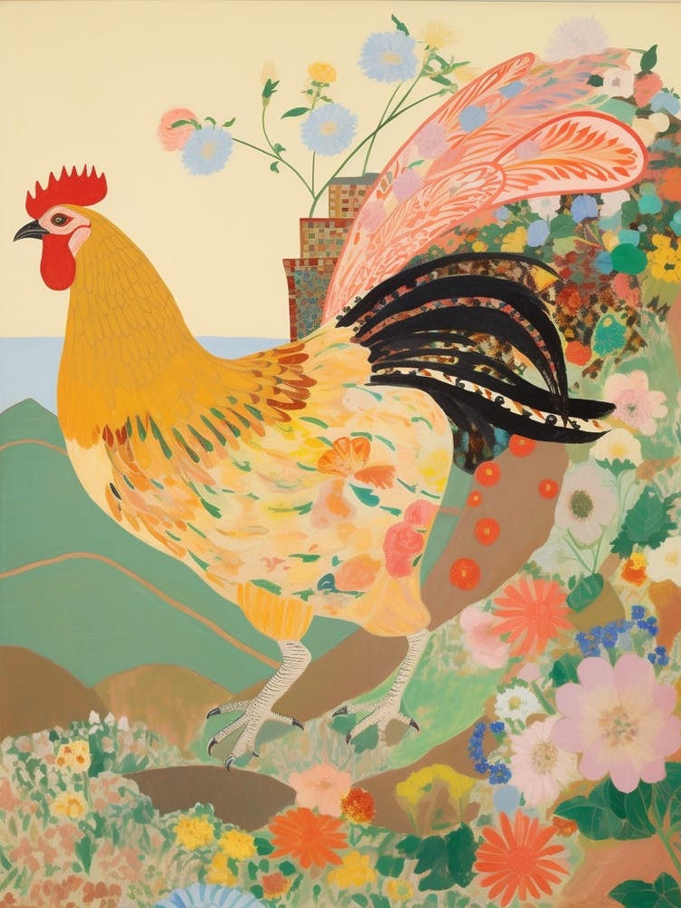 Maximalist Bird Painting Rooster 1