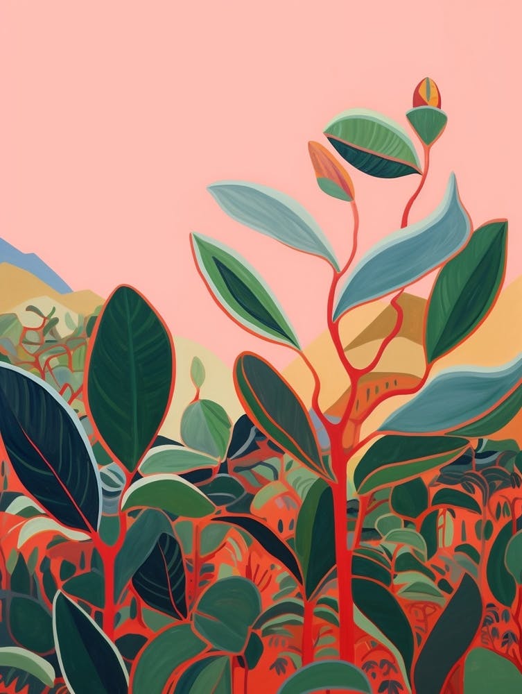 Boho Plant Painting Rubber Tree Ficus 4